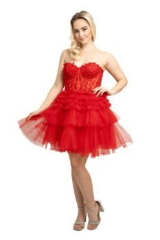 Lysandra pántnélküli, fodros, csillogó menyecske ruha