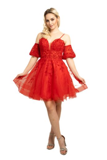   Feyre fűzős hátú, vízfodros, A-vonalú tüllös menyecske ruha levehető ujjakkal, S/M