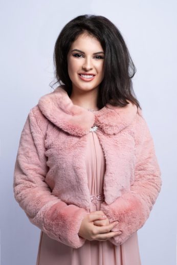 Galléros szőrme boleró brossal, mályva 