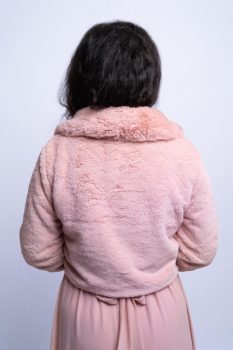 Galléros szőrme boleró brossal, mályva 