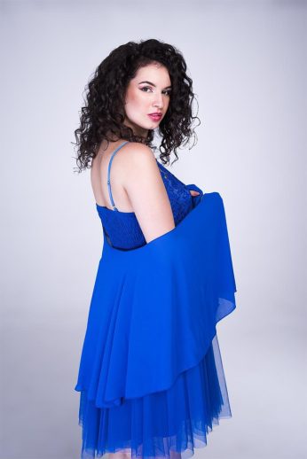 stóla, muszlin, királykék