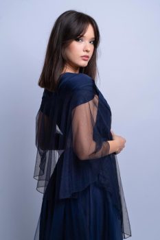 stóla, tüll, sötétkék