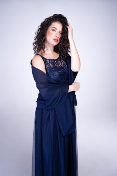 stóla, muszlin, sötétkék