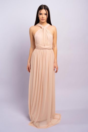 Tüllös Infinity ruha, bézs