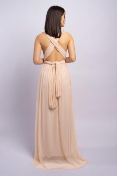 Tüllös Infinity ruha, bézs