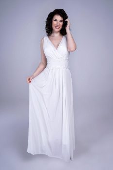 Lisa dupla soros, muszlin menyasszonyi ruha, fehér