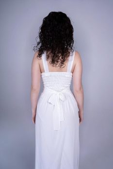 Lisa dupla soros, muszlin menyasszonyi ruha, fehér