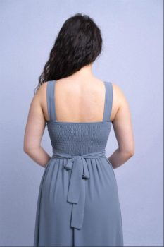 Charlotte csipkés, muszlin maxiruha, acélkék