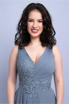 Charlotte csipkés, muszlin maxiruha, acélkék