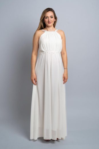 Helena muszlin kismama menyasszonyi ruha, fehér