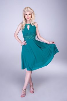 Clara muszlin koktélruha, smaragdzöld
