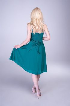 Clara muszlin koktélruha, smaragdzöld