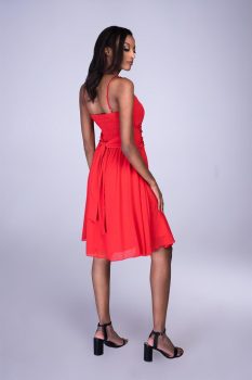 Clara muszlin koktélruha, piros
