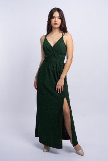 Glitter sliccelt csillogó lurexes maxiruha, zöld