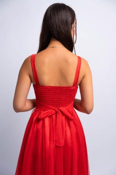 Alina tüllös csillámló rövid menyecske koktélruha, piros