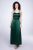 Stella A-vonalú fűzős hátú szatén alkalmi maxi ruha, fenyőzöld