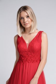 Lucy tüllös menyecske ruha, piros, közeli, elölről