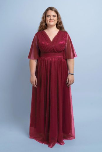 Zoe molett alkalmi ruha bordó színben