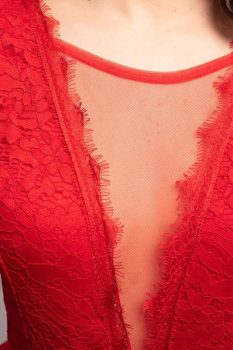 Marina csipke body, piros